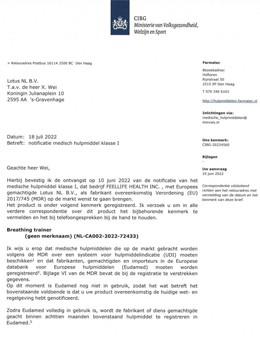 Breathing trainer MDR CE certificate